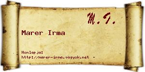 Marer Irma névjegykártya